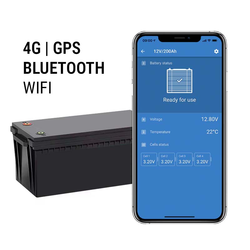 lfp lifepo4 rv lithium battery bluetooth app wifi 4g gps rj45 sim card